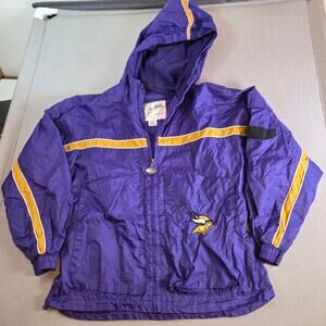 Vintage Minnesota Vikings Mighty Mac NFL Youth XL Hooded Windbreaker Jacket